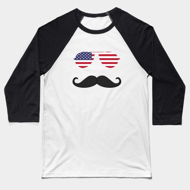 July 4th stache Baseball T-Shirt by jpforrest